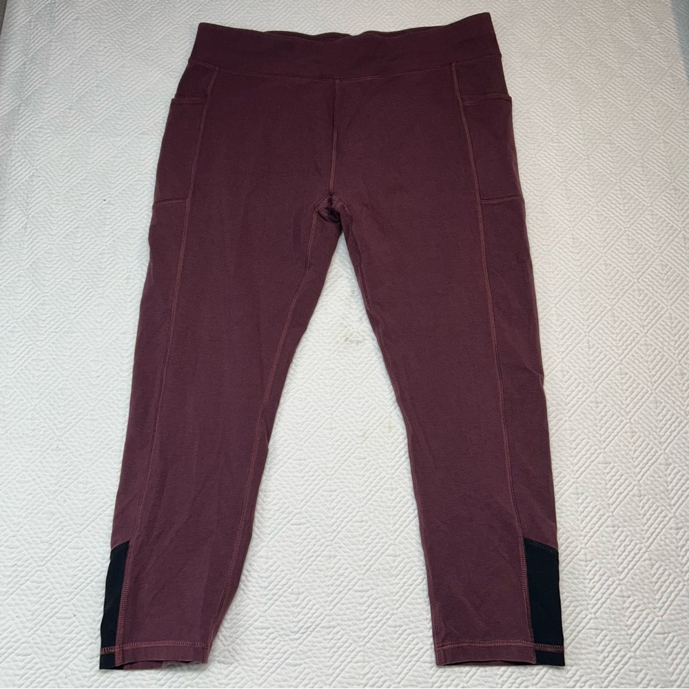 Cariloha Bamboo Fit Burgundy Leggings Women’s XL Soft Stretch Athleisure